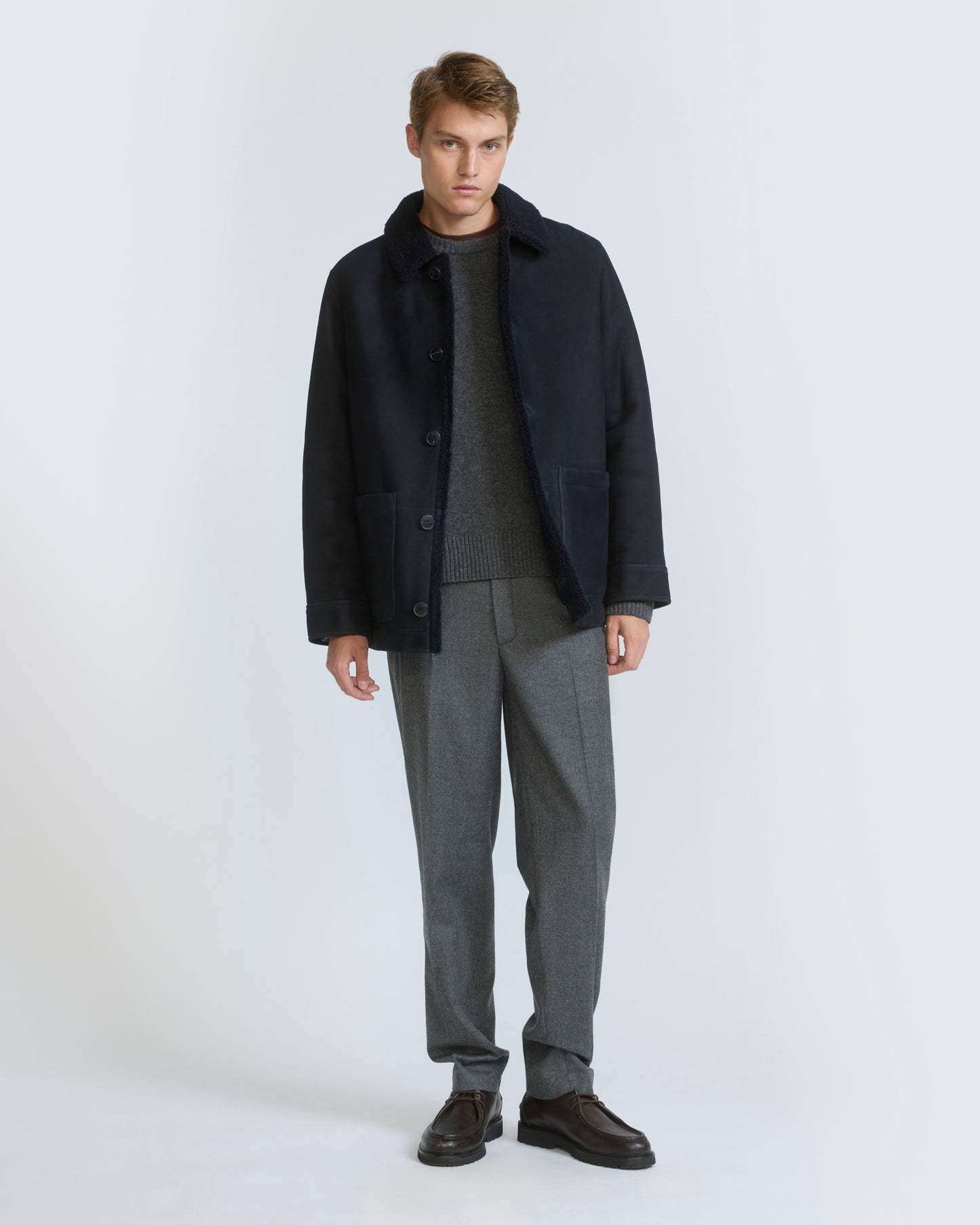 Suede lambskin shearling jacket with curly wool - Yves Salomon - New Fall/Winter Collection