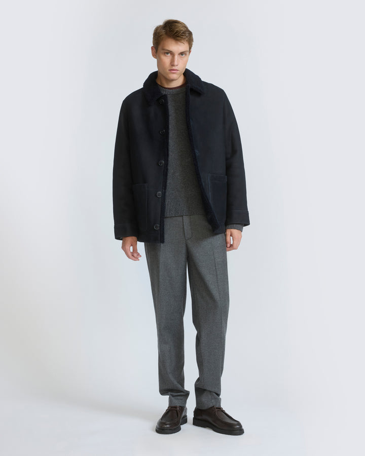 Suede lambskin shearling jacket with curly wool - Yves Salomon - New Fall/Winter Collection