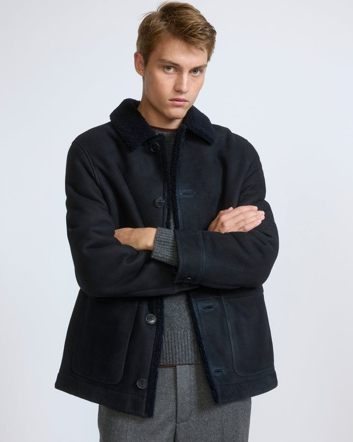 Suede lambskin shearling jacket with curly wool - Yves Salomon - New Fall/Winter Collection