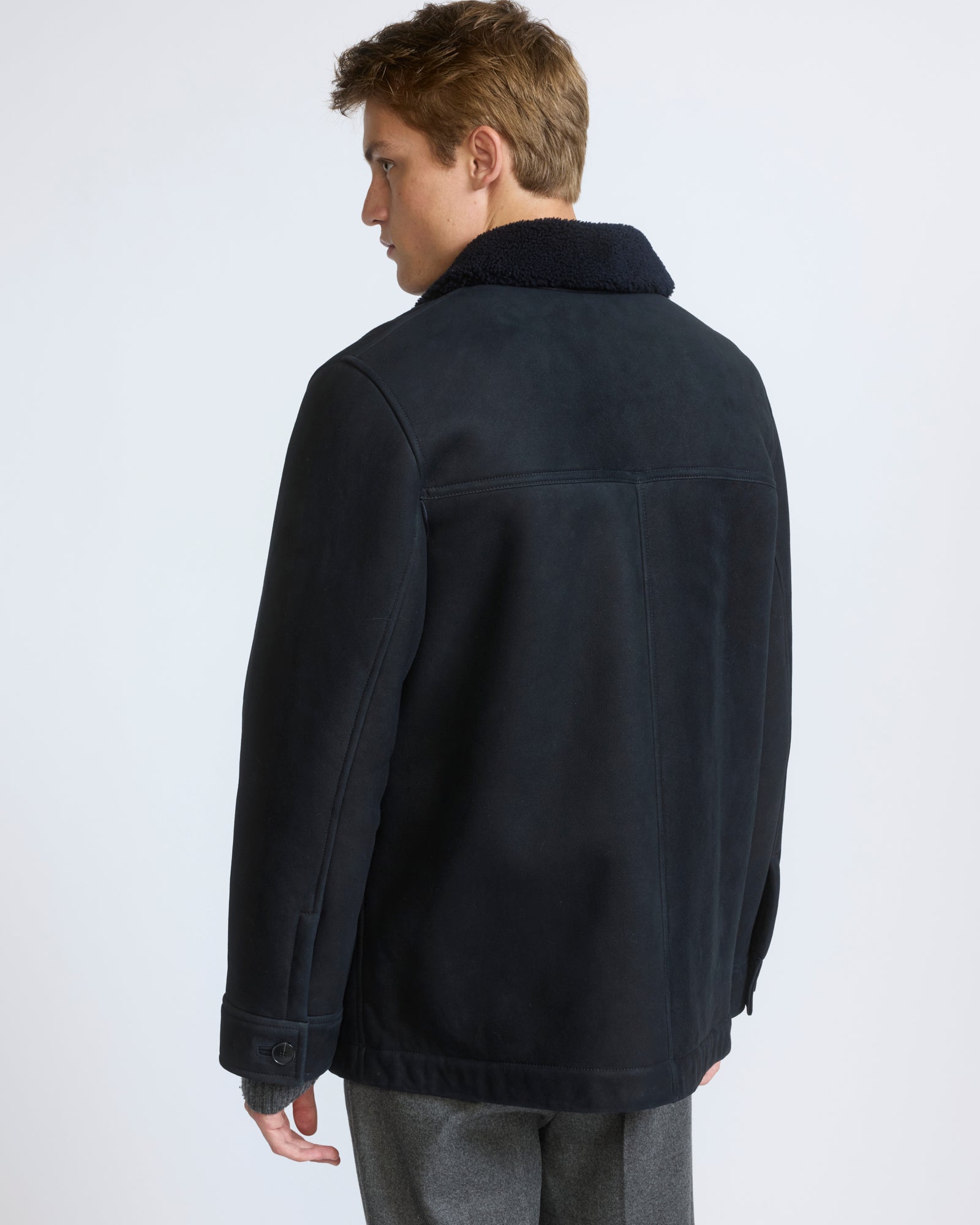 Suede lambskin shearling jacket with curly wool - Yves Salomon - New Fall/Winter Collection