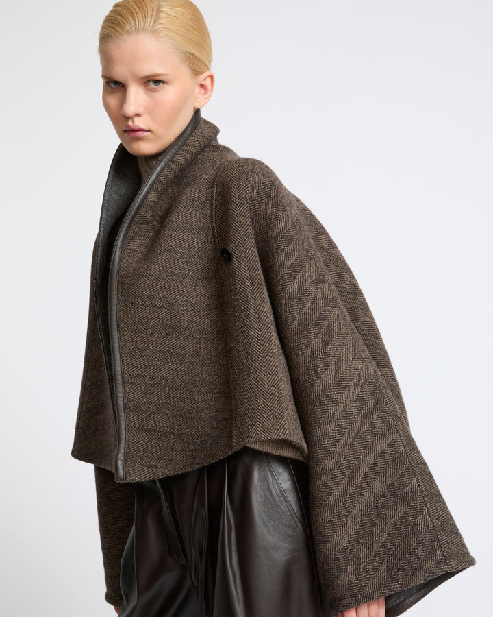 Herringbone double-sided wool cape - Yves Salomon - New Fall Winter Collection