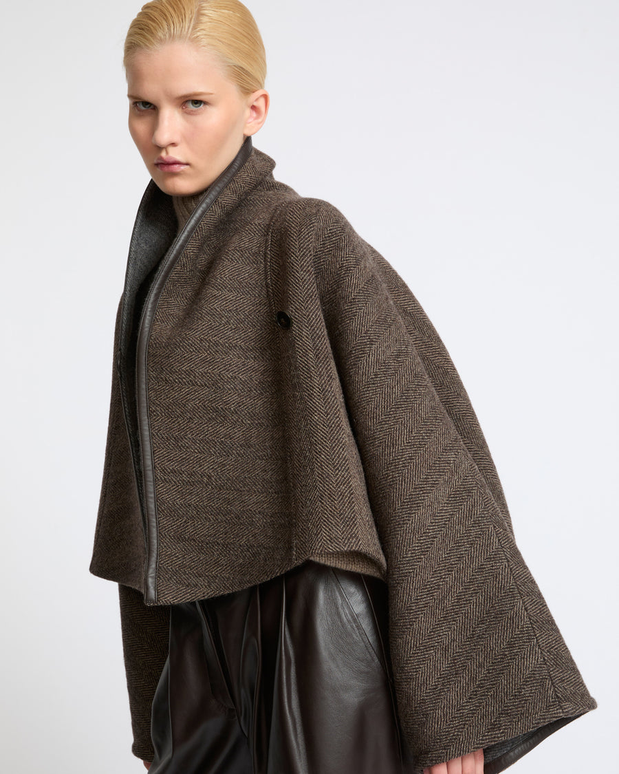 Herringbone double-sided wool cape - Yves Salomon - New Fall Winter Collection