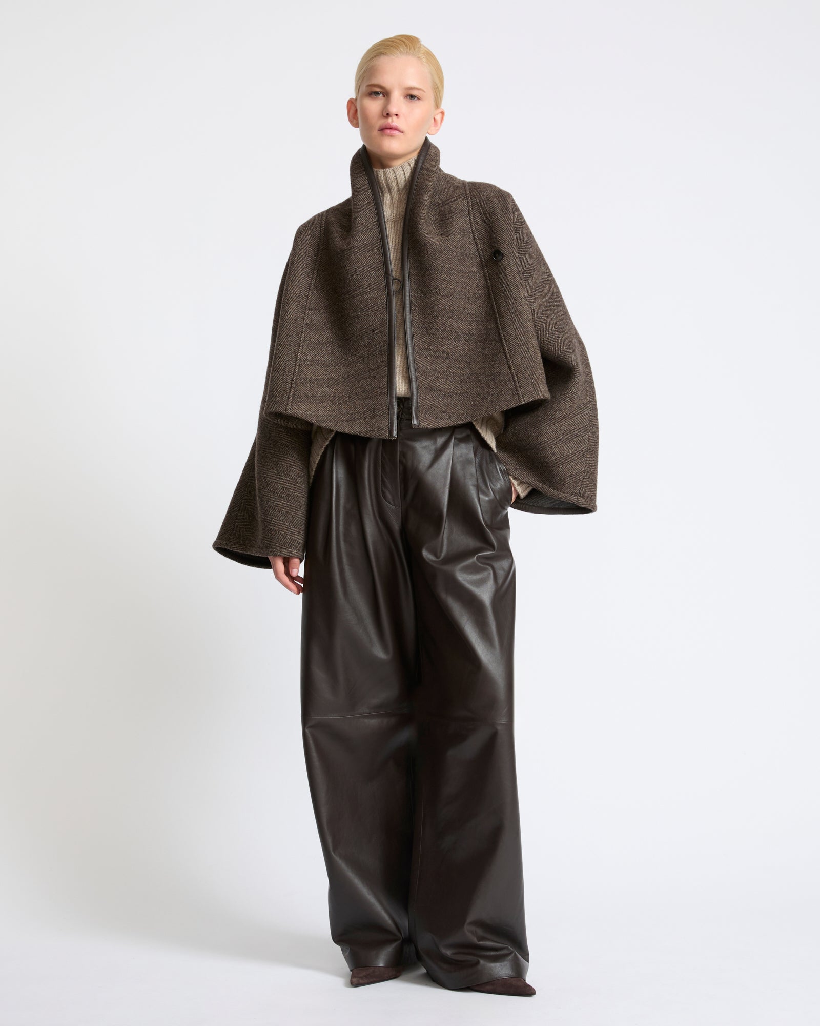 Herringbone double-sided wool cape - Yves Salomon - New Fall Winter Collection