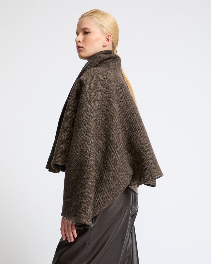 Herringbone double-sided wool cape - Yves Salomon - New Fall Winter Collection