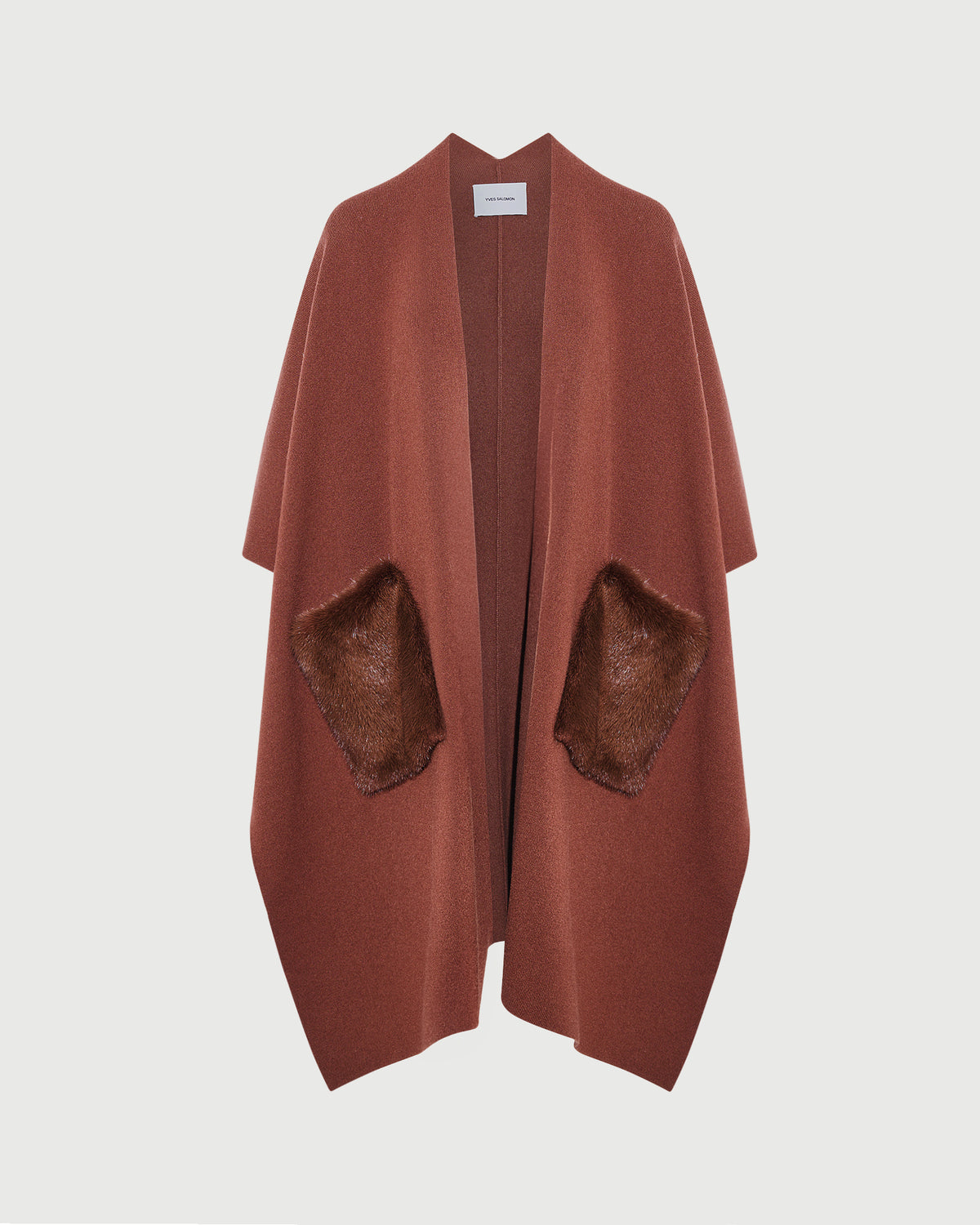 Merino knit poncho with mink fur - Yves Salomon - New Fall/Winter Collection