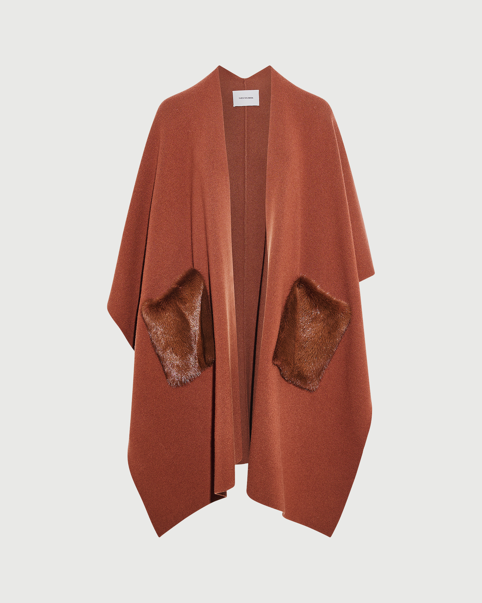 Merino knit poncho with mink fur - Yves Salomon - New Fall Winter Collection
