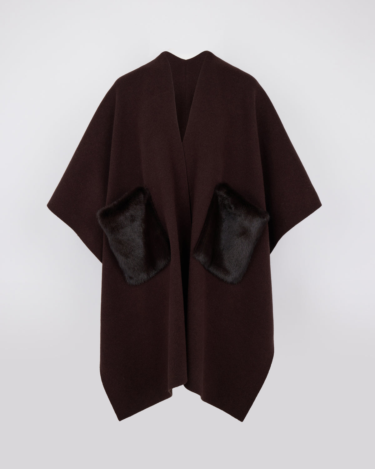Merino knit poncho with mink fur - Yves Salomon - New Fall/Winter Collection
