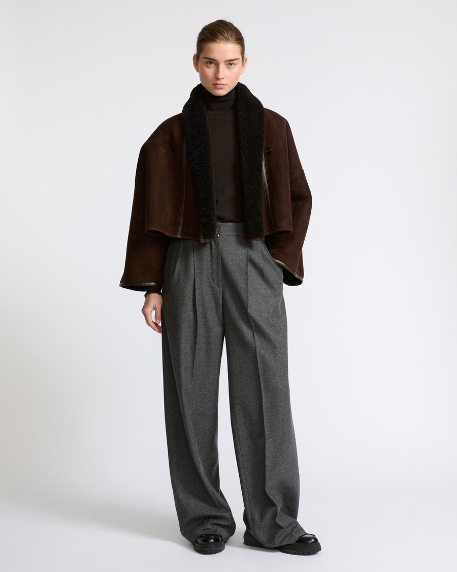 Short lambskin shearling cape - Yves Salomon - New Fall Winter Collection