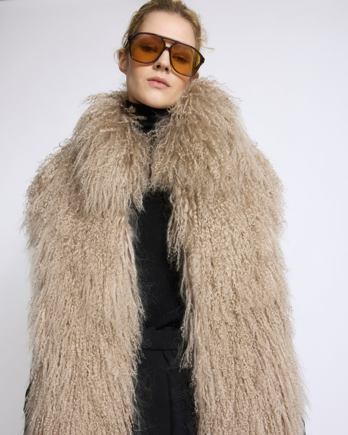 Merino knit gilet with curly long-haired lambskin - Yves Salomon - New Fall/Winter Collection