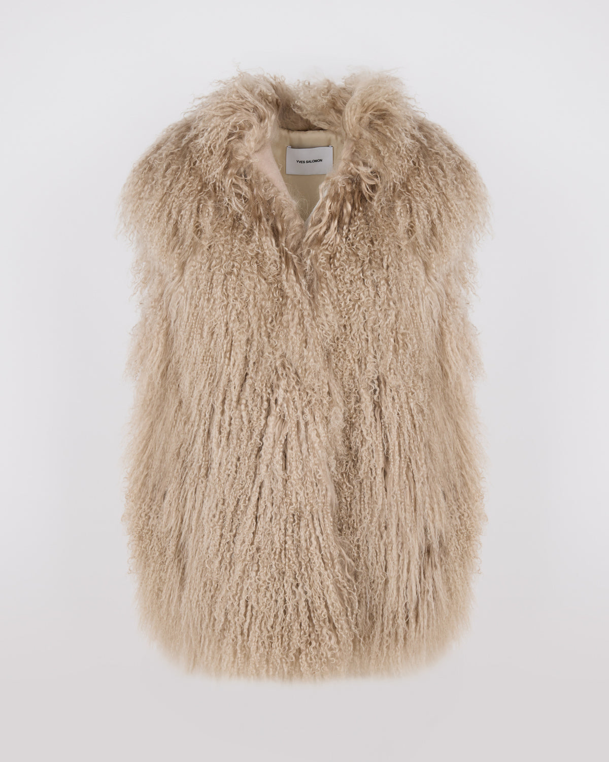 Merino knit gilet with curly long-haired lambskin - Yves Salomon - New Fall/Winter Collection