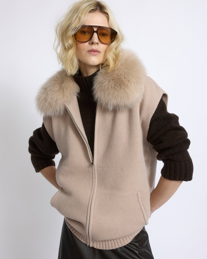 Merino knit and fox fur jacket - Yves Salomon - New Fall/Winter Collection