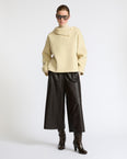 Double-sided wool funnel neck blouse