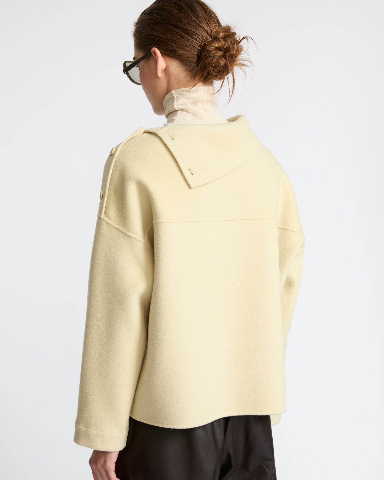 Double-sided wool funnel neck blouse - Yves Salomon - New Fall Winter Collection