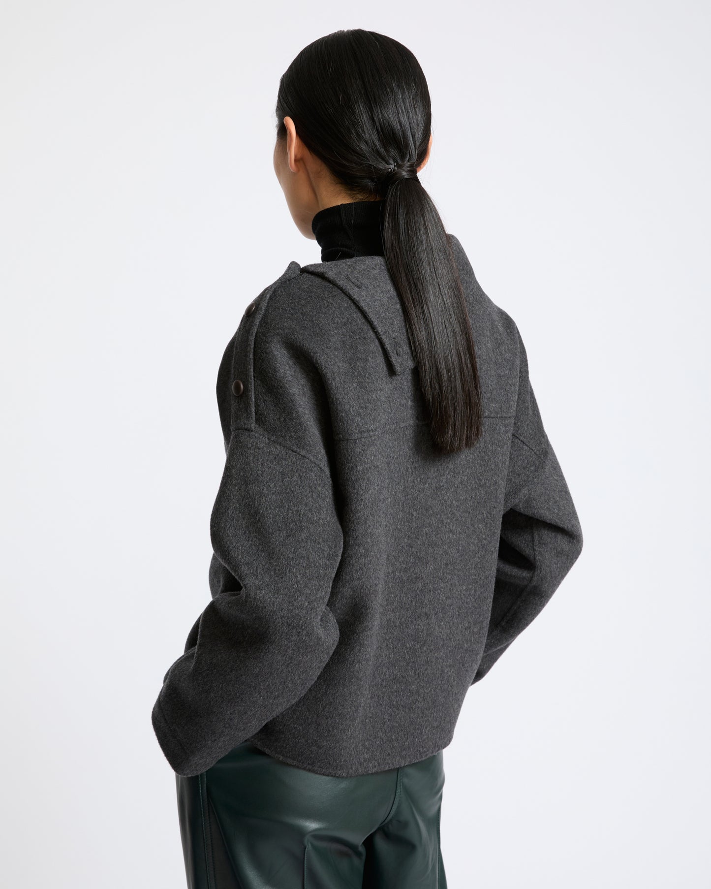 Double-sided wool funnel neck blouse - Yves Salomon - New Fall Winter Collection