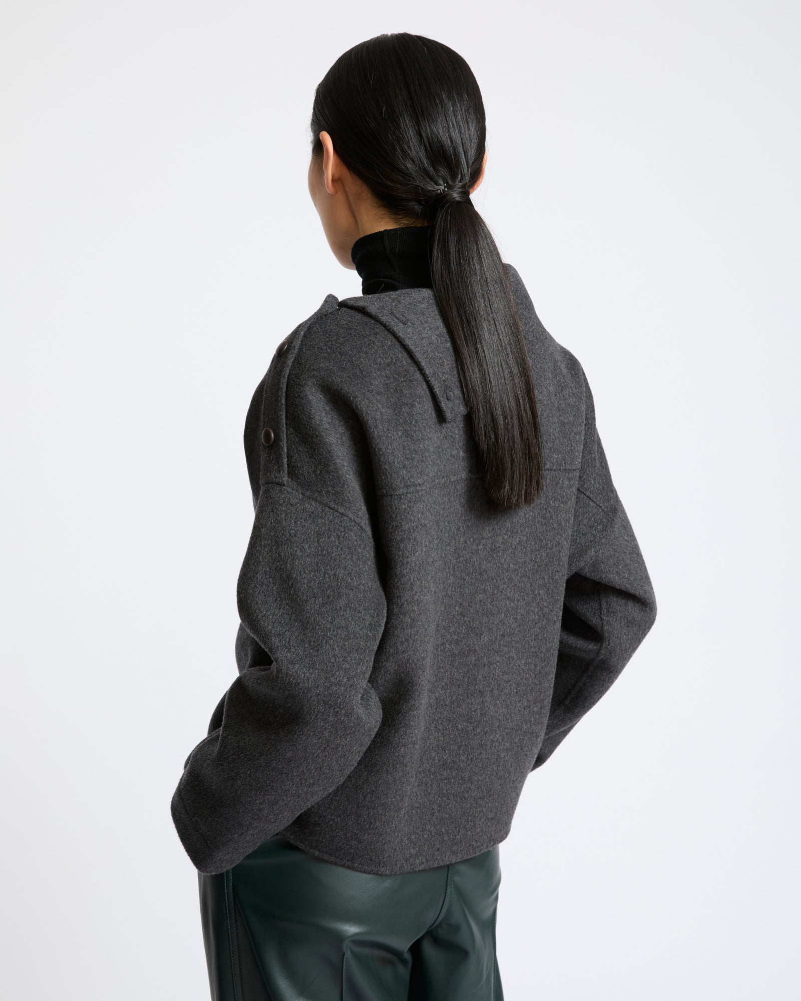 Double-sided wool funnel neck blouse - Yves Salomon - New Fall Winter Collection