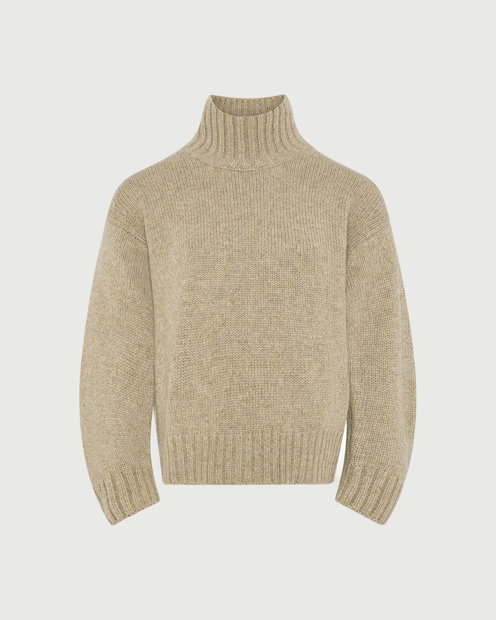 100% cashmere knit funnel neck sweater