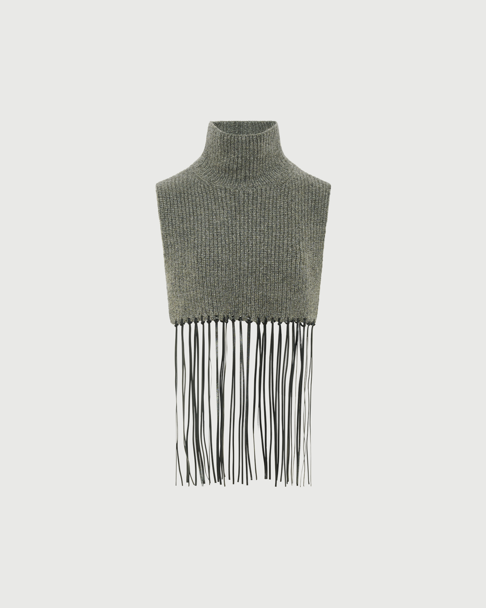 100% cashmere knit bib with leather fringes - Yves Salomon - New Fall Winter Collection
