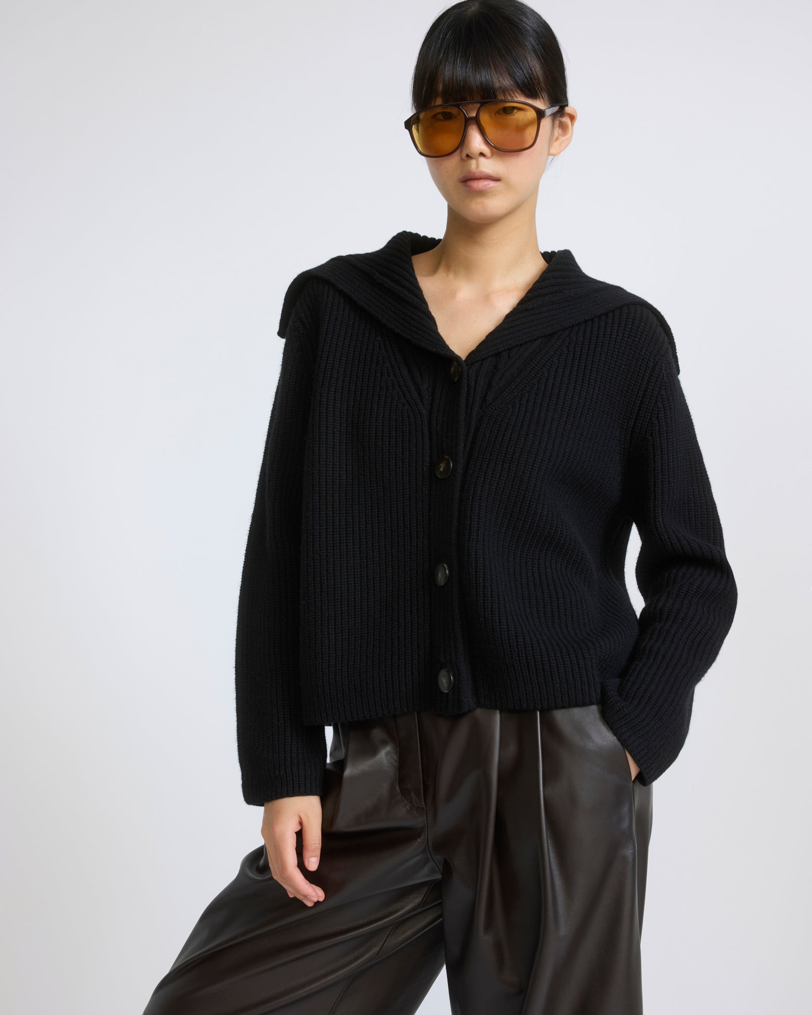 Sailor collar knit cardigan - Yves Salomon - New Fall/Winter Collection