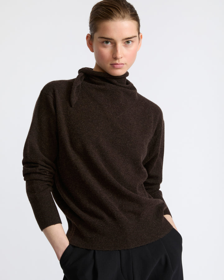 Fine 100% cashmere knit sweater with scarf collar - Yves Salomon - New Fall Winter Collection