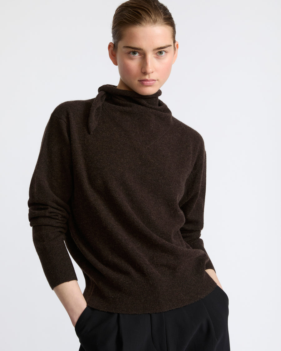 Fine 100% cashmere knit sweater with scarf collar - Yves Salomon - New Fall Winter Collection