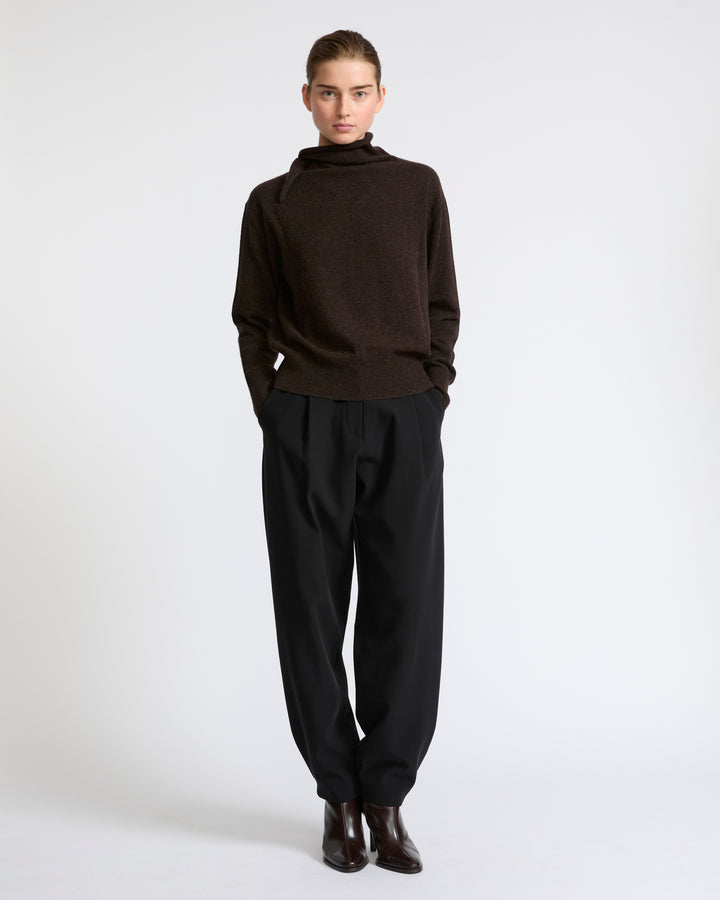 Fine 100% cashmere knit sweater with scarf collar - Yves Salomon - New Fall Winter Collection