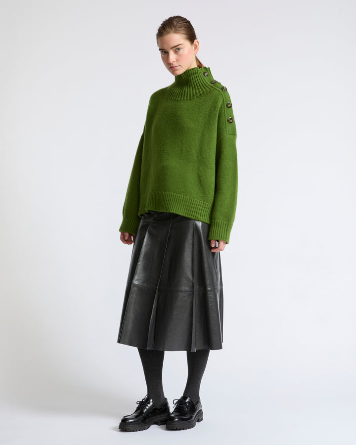 Pleated patent lambskin leather skirt - Yves Salomon - New Fall Winter Collection
