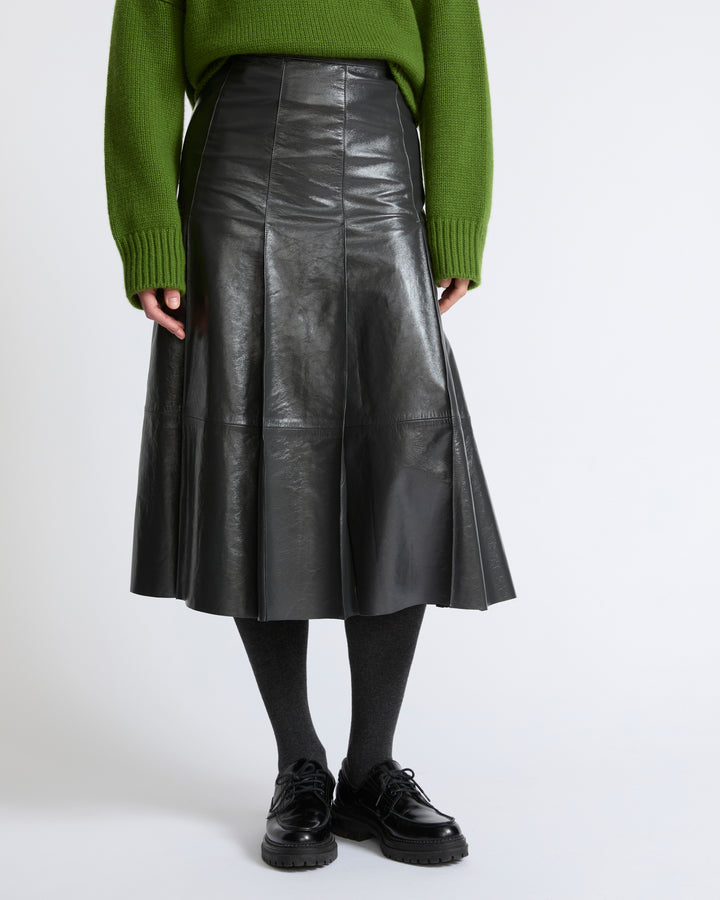 Pleated patent lambskin leather skirt - Yves Salomon - New Fall Winter Collection