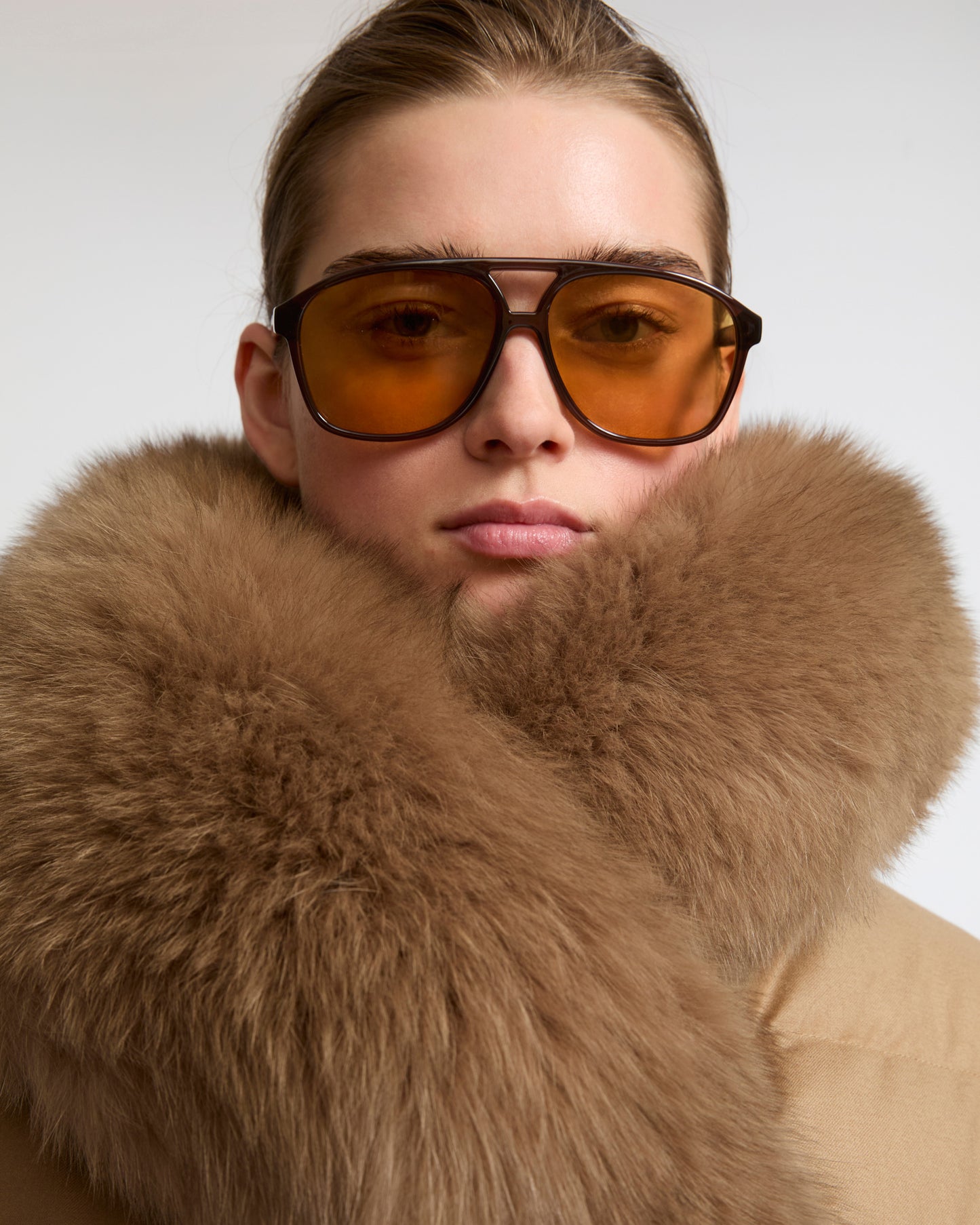 Long double-breasted down jacket in Loro Piana fabric with detachable fox fur collar - Yves Salomon - New Fall Winter Collection
