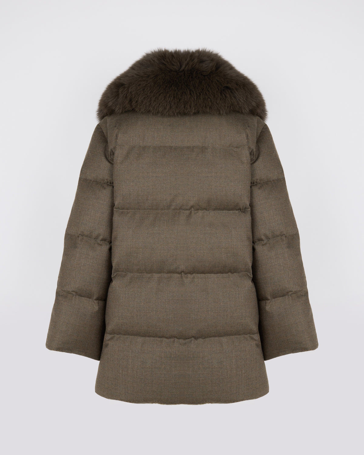 Long double-breasted down jacket in Loro Piana fabric with detachable fox fur collar - Yves Salomon - New Fall/Winter Collection