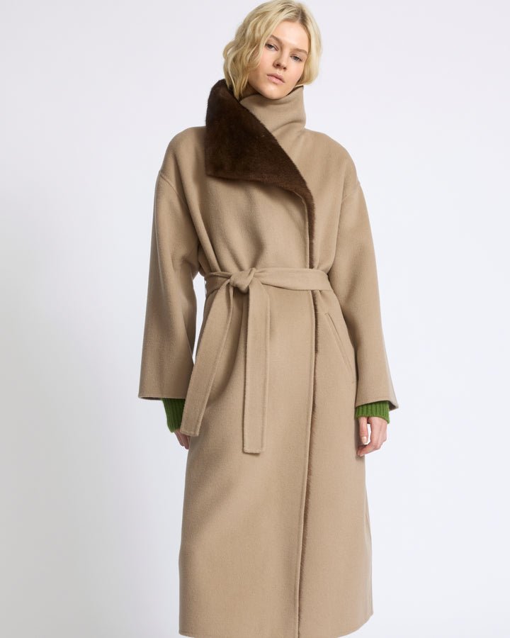Double-sided wool and cashmere coat with mink fur - Yves Salomon - New Fall/Winter Collection
