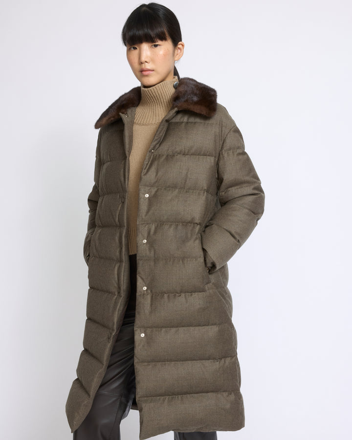 Long down jacket with detachable mink fur collar - Yves Salomon - New Fall/Winter Collection