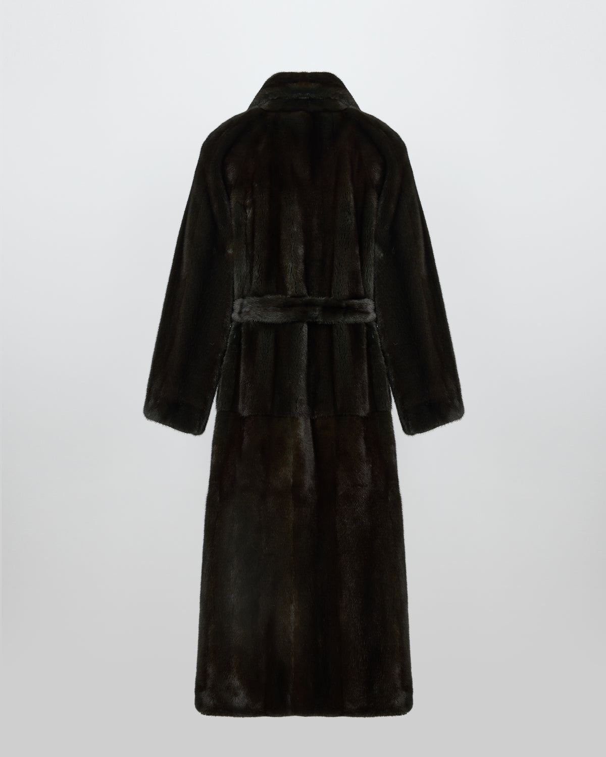 Long belted coat in long-haired mink fur with a shawl collar - Yves Salomon - New Fall/Winter Collection