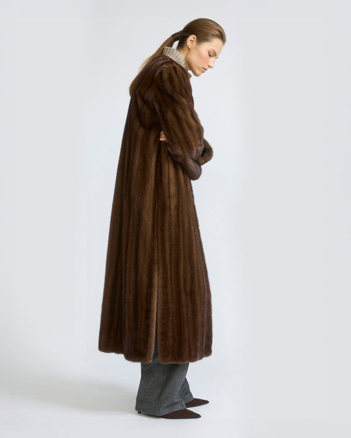 Maxi coat in long-haired straightened mink fur - Yves Salomon - New Fall/Winter Collection