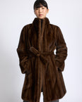 Long-haired straightened mink fur coat