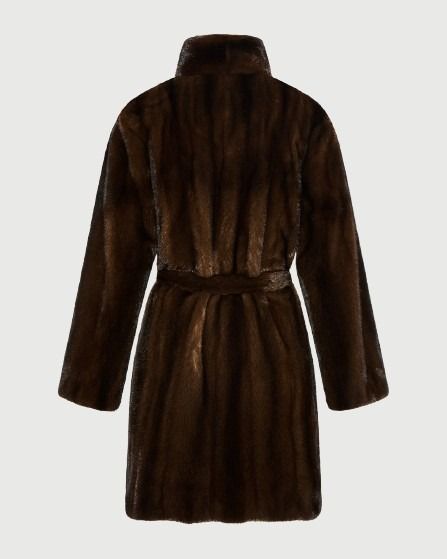 Long-haired straightened mink fur coat