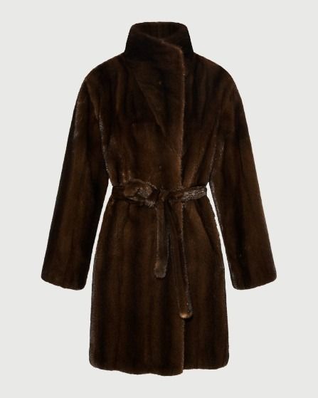 Long-haired straightened mink fur coat