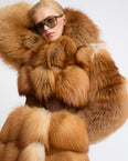 Belted fox fur coat