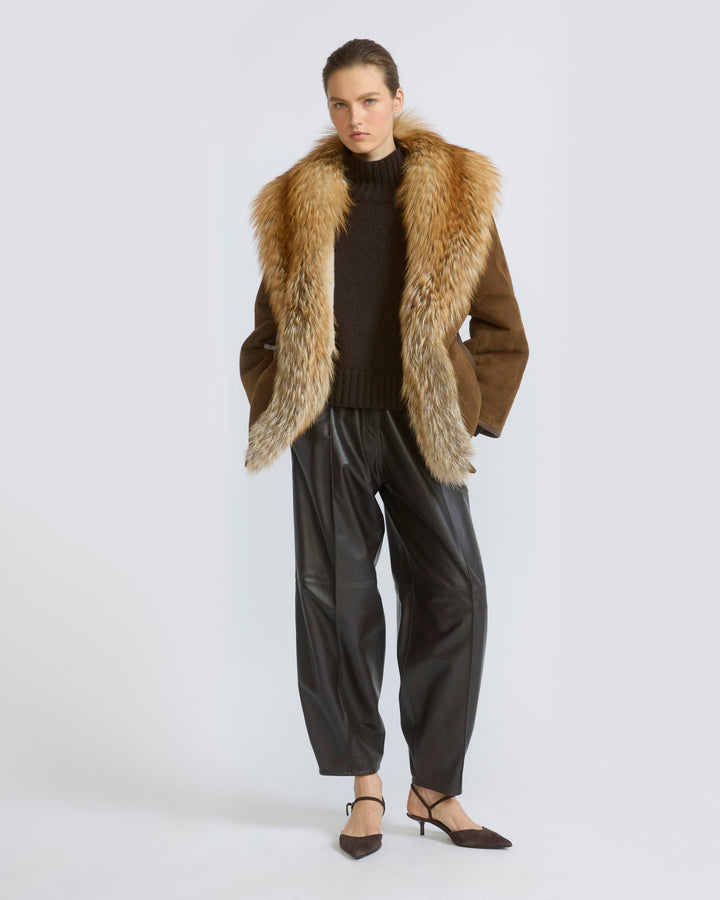 Lambskin shearling coat with fox fur collar - Yves Salomon - New Fall/Winter Collection