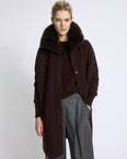 Merino knit coat with cashmere lambskin collar