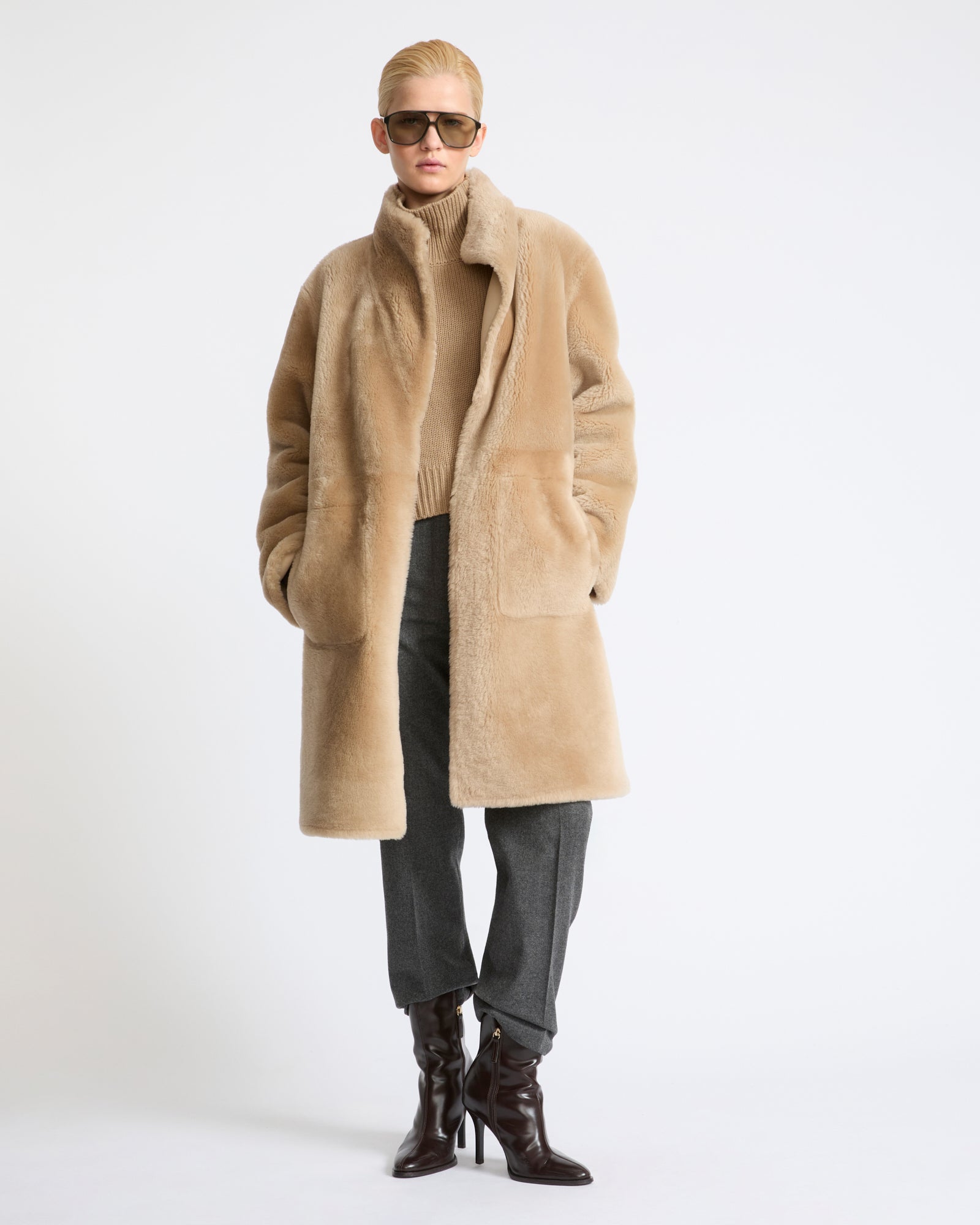 Reversible combed lambskin shearling coat - Yves Salomon - New Fall Winter Collection