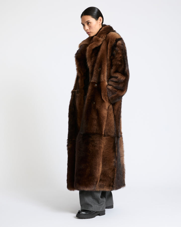 Long fur-effect lambskin shearling coat - Yves Salomon - New Fall Winter Collection