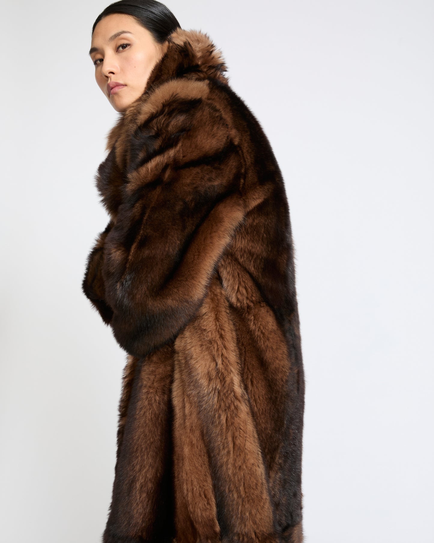 Long fur-effect lambskin shearling coat - Yves Salomon - New Fall Winter Collection