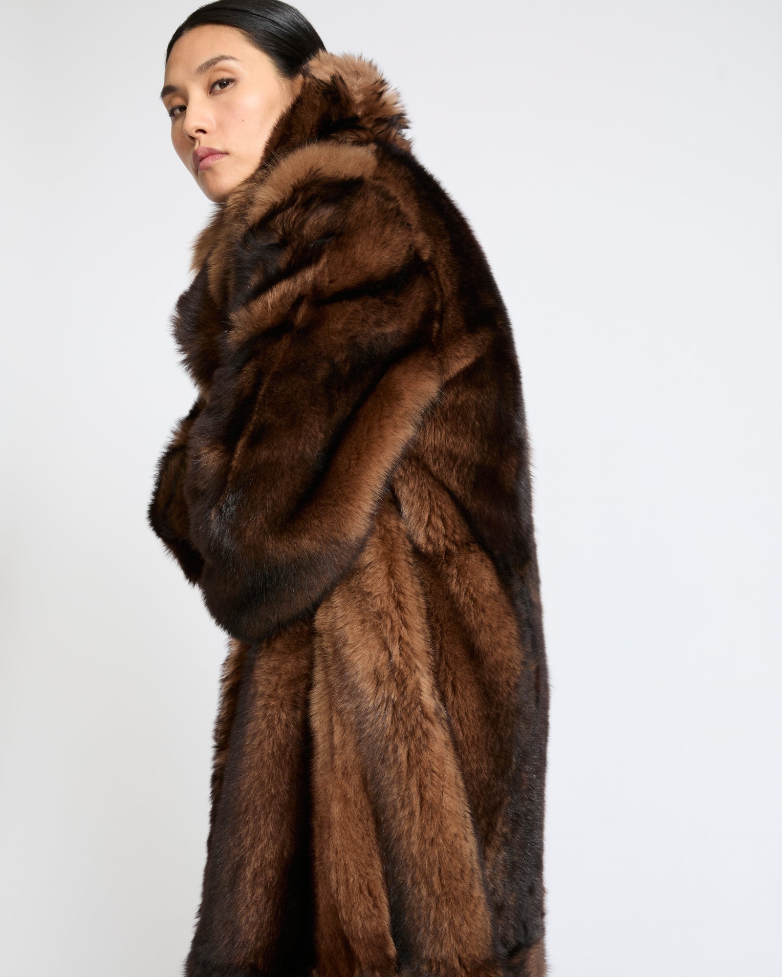 Long fur-effect lambskin shearling coat - Yves Salomon - New Fall Winter Collection