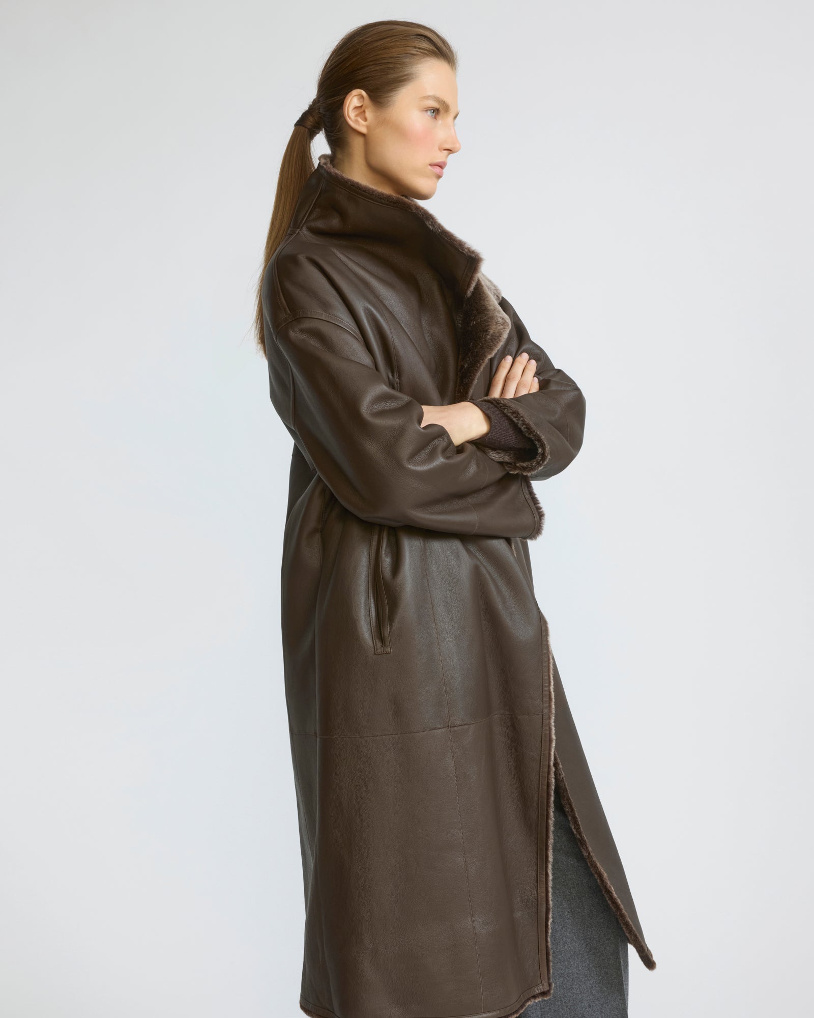 Long reversible Lacon lambskin shearling coat - Yves Salomon - New Fall/Winter Collection