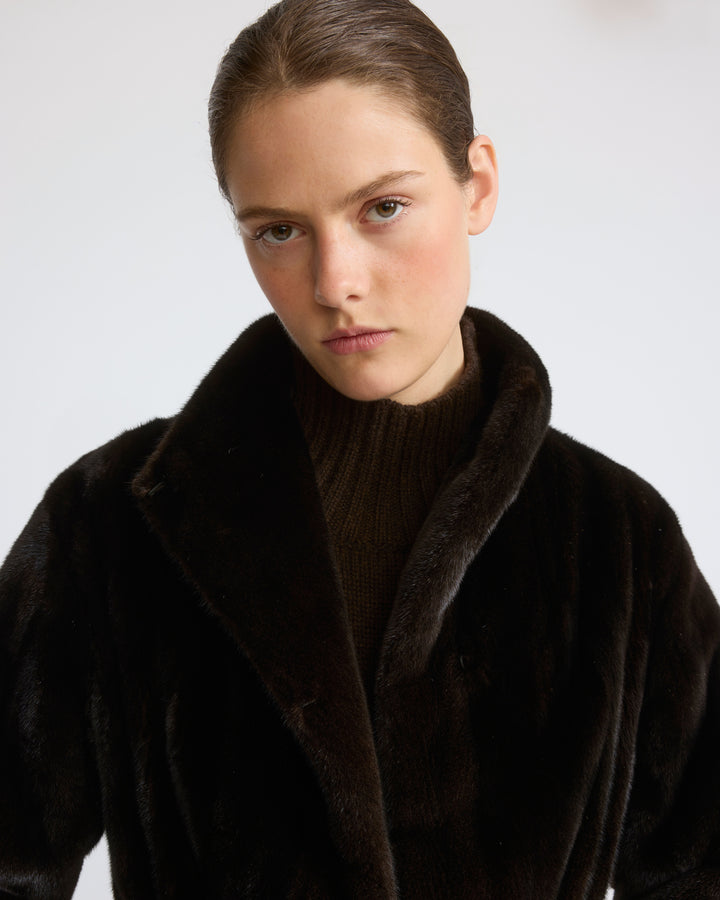 Long-haired mink fur coat with high straight collar - Yves Salomon - New Fall/Winter Collection