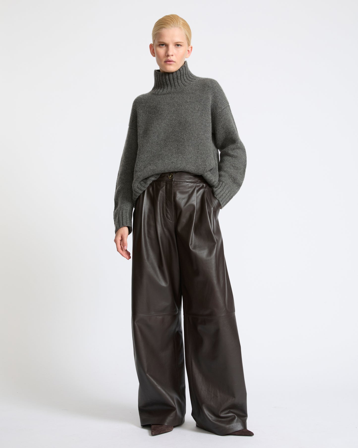 Wide lambskin leather pants - Yves Salomon - New Fall Winter Collection