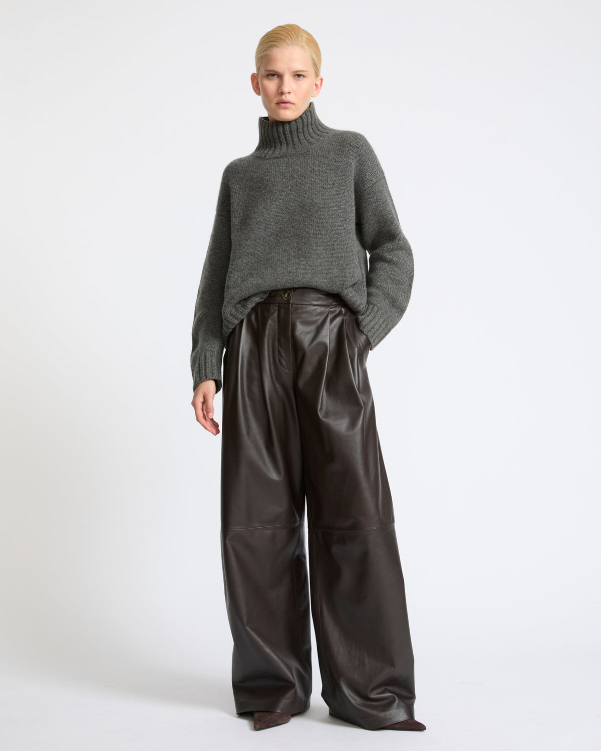 Wide lambskin leather pants - Yves Salomon - New Fall Winter Collection