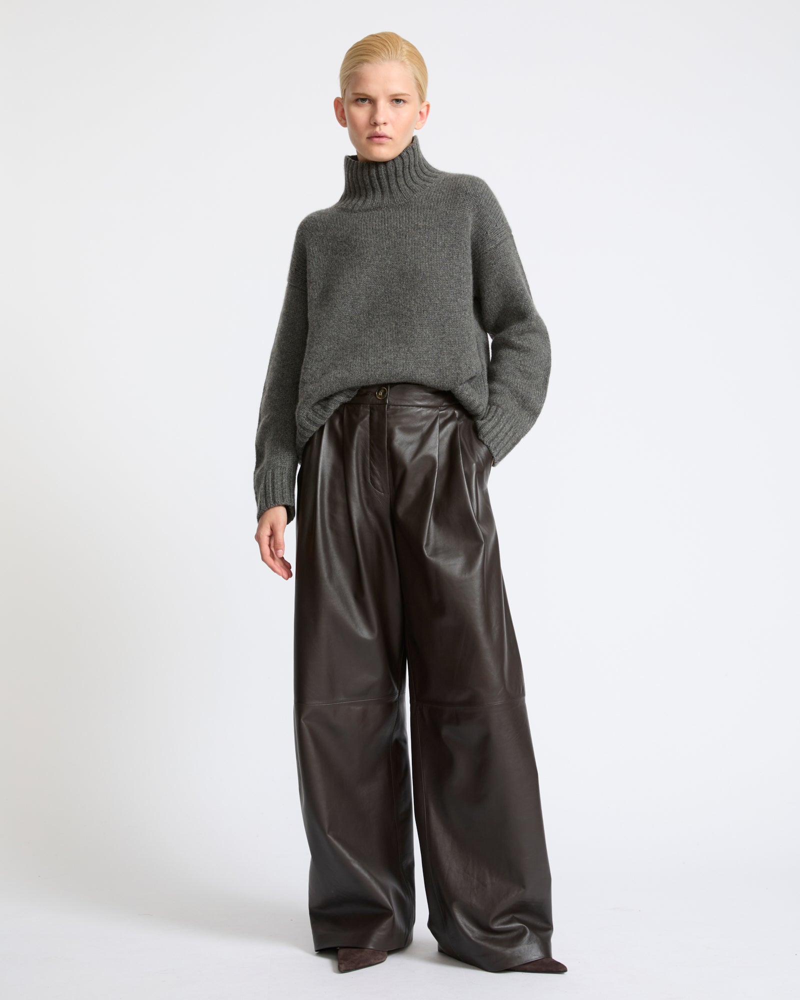 Wide lambskin leather pants - Yves Salomon - New Fall Winter Collection