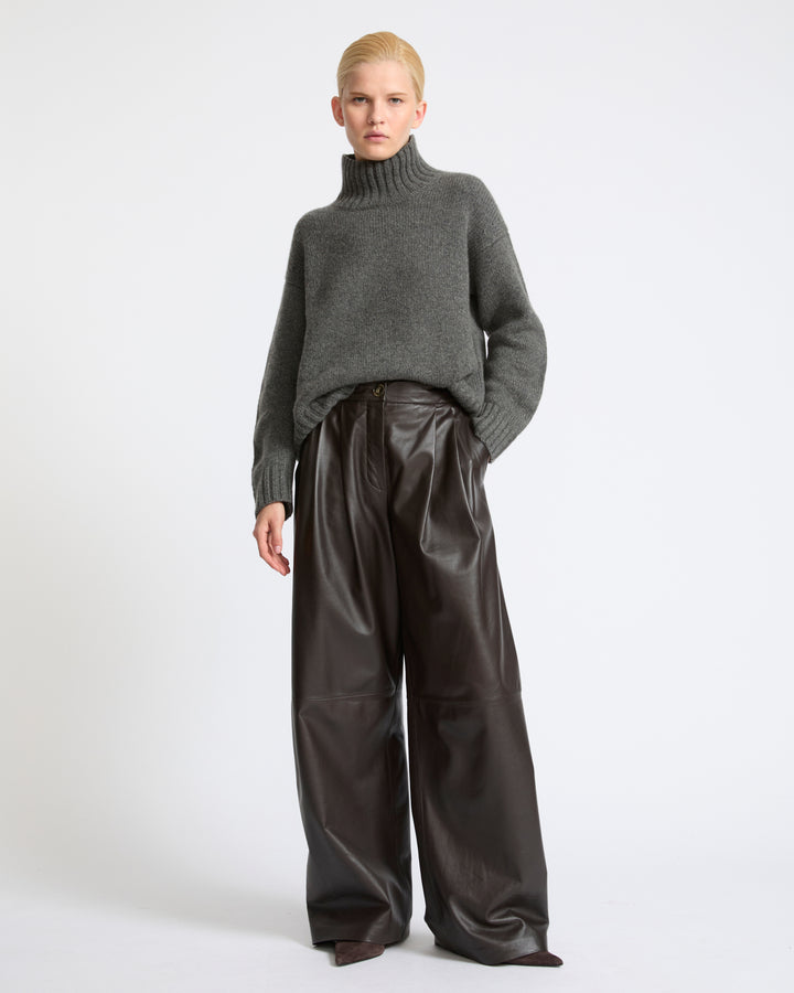 Wide lambskin leather pants - Yves Salomon - New Fall Winter Collection