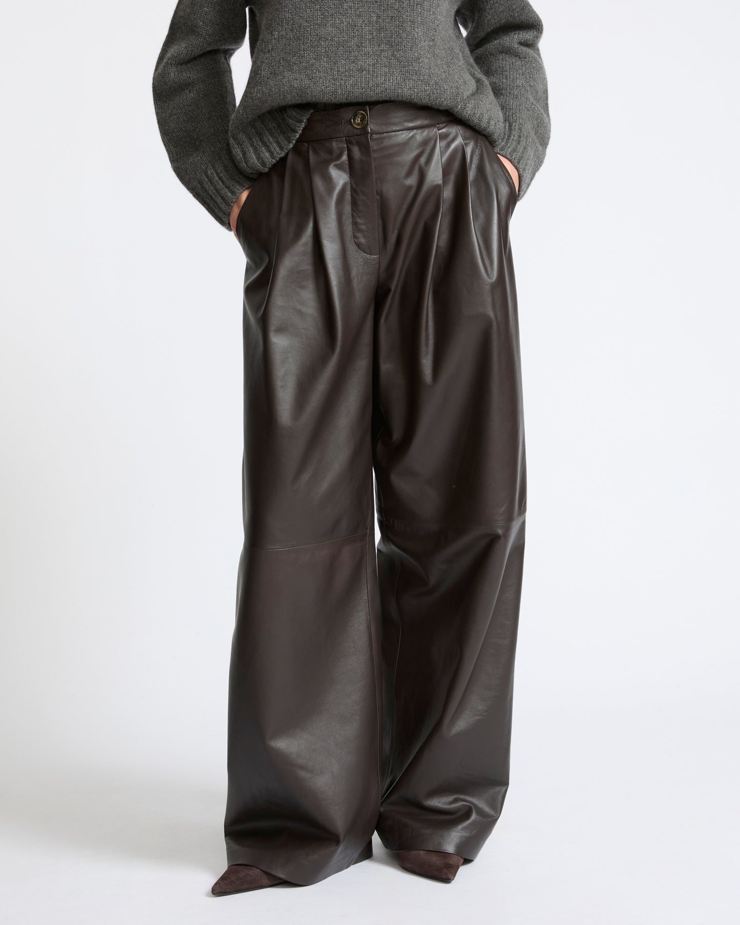 Wide lambskin leather pants - Yves Salomon - New Fall Winter Collection